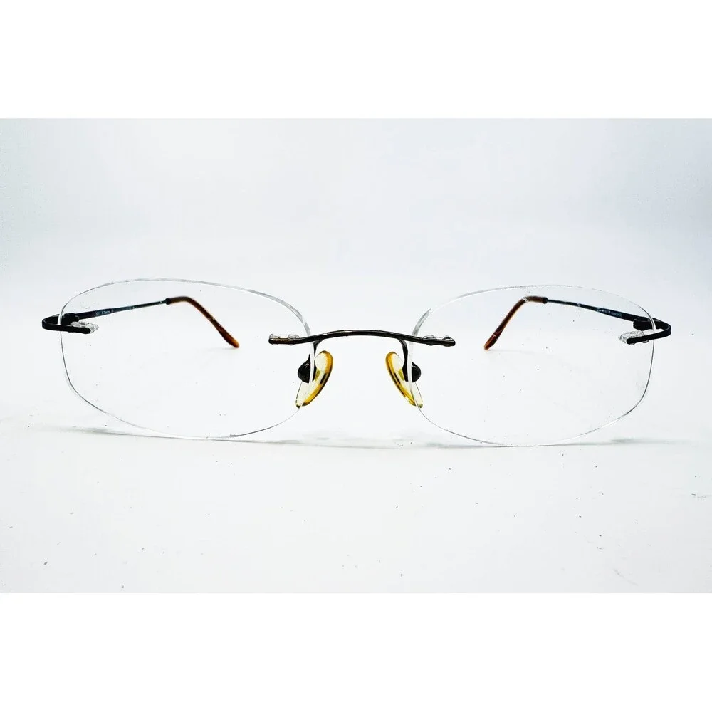 B-Titanium Eyeglasses Mens Brown Rimless Beta Titanium 49-19-135 49mm